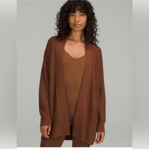 Lululemon Merino Wool-Blend Rib Long Wrap Sweater - Roasted Brown